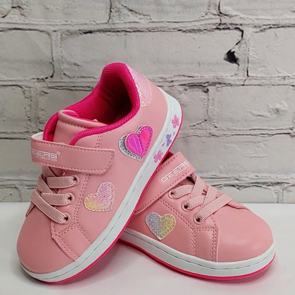 'GEERS' by DREAM SEEK' ROUND TOE SHIMMERY HEARTS LIGHTWEIGHT SNEAKERS